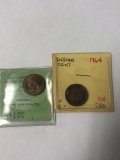 1864 and 1906 Indian cent pennies