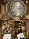 3 flats, 6 piece silver plate, and serving pieces, primitives
