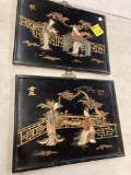 Pair of Asian stone wall plaques