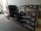 Assorted shelving, wood and metal shelves