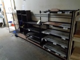 Assorted shelving, wood and metal shelves