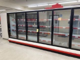 Hussmann 5 glass door freezer with 1 end cap