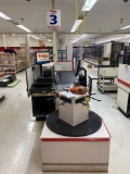 Cashier station checkout aisle and begging unit, Datalalogic scale/scanner