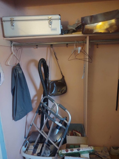 Contents of closet including medical equipment, Kodak camera and mouse traps