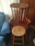 Wooden rocker and wooden stool