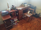 Desk, bookshelf, and stand, file cabinet and desk items