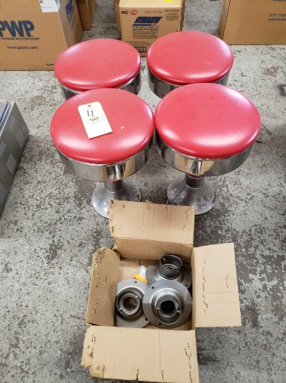 4 red Dairy Queen stools with 4 extra parts