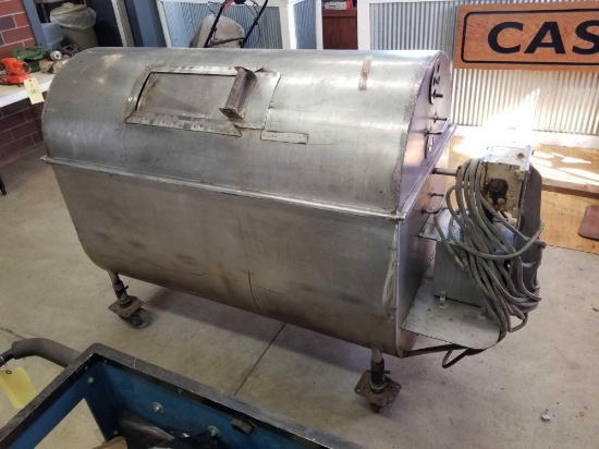 Stainless steel smoker with rotisserie and accessories