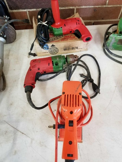 2 Milwaukee drills, b and d pad sander