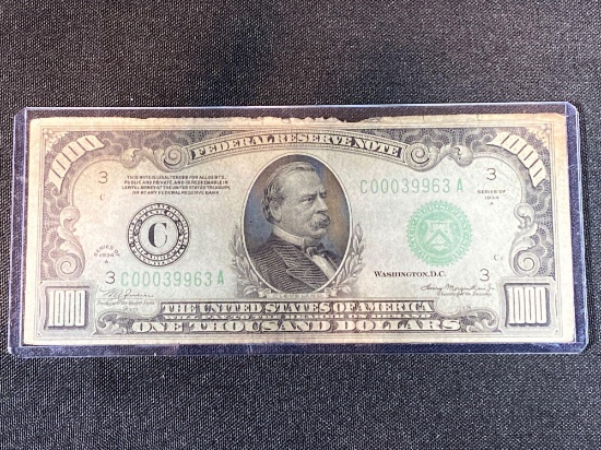 1934 $1,000 United States Federal Reserve Note