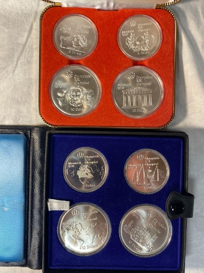 1973 & 1974 Canada "1976 Montreal Olympics" silver $10 & $5 coin sets. Bid times two sets.
