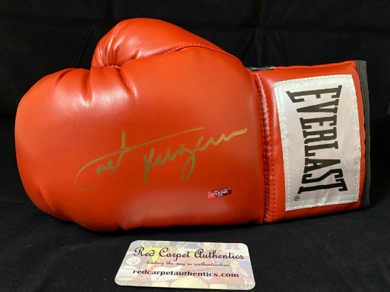 Joe Frazier signed boxing glove, Red Carpet Authentics COA #12093.