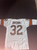 Jim Brown signed jersey, size L. Absolute Authentics COA #AA55607.