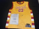 LeBron James signed replica 1975-'76 Cavs jersey, size XL.