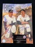 1991 Beckett Baseball Card Monthly w/ DiMaggio & Mantle signatures. InPersonAuthentics COA #388789.