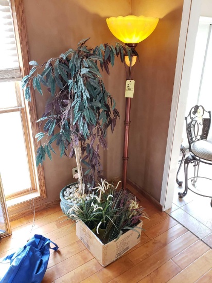 Decorative Floor Lamp, Artificial Decor Plants