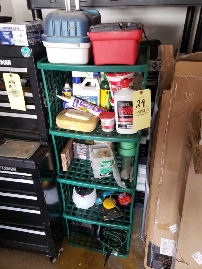 Plastic Shelving with Contents