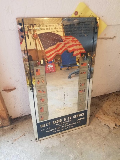 Bills radio and TV service Elyria, Ohio mirror advertising, 22 x 12 inches