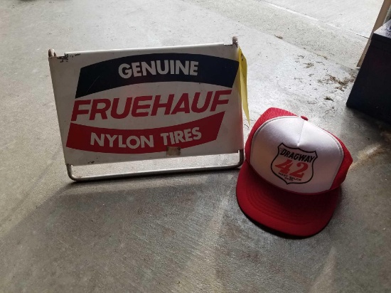 Fruehauf tire display and dragway hat