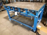 HD steel welding table on casters, 38 in x 65 in