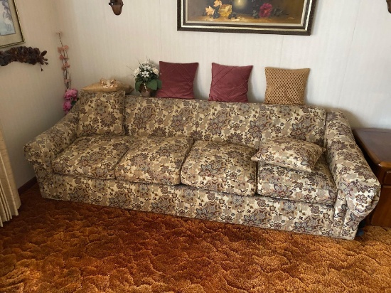 2-pc. Tan floral sofa and matching armchair
