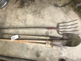 Shovel pitch fork post hole digger