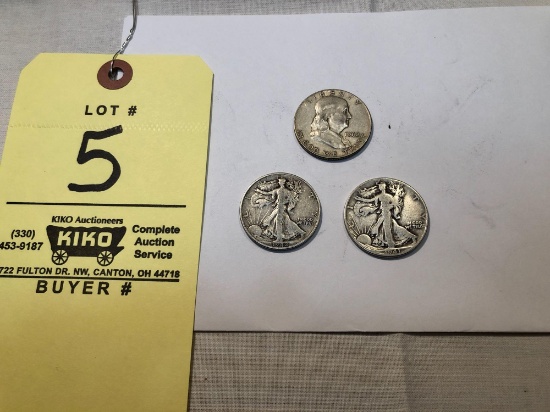 1962 D Franklin Half Dollar, 1941 D and 1942 Silver Eagles