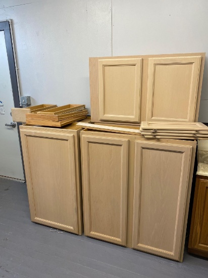 White oak kitchen cabinets, base and uppers, sink, countertops