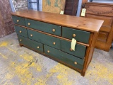 Pine dresser natural and painted finish, 66 inches long
