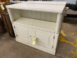 Painted wood open top 2-door cabinet, 43 inches wide, 37 inches tall