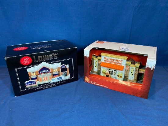 Porcelain Home Depot and Lowe's buildings