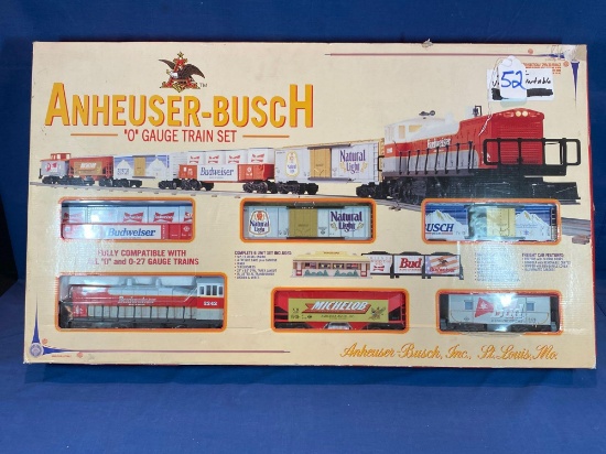 Anheuser-Busch 0 gauge train set with contents shown