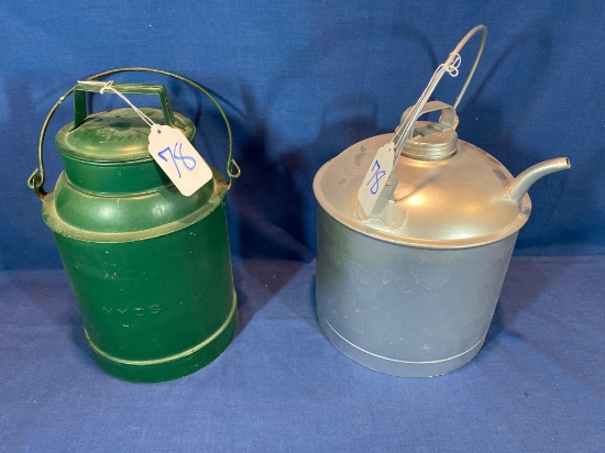 NYCS can painted green, Eagle can with spout painted gray