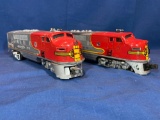 Lionel Santa Fe powered and dummy engine. Show wear and some damage