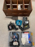 Ryobi corner sander, jig saws, sander, tool crate