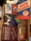 Vintage advertising tins, Hershey?s chocolate box, drink caddy