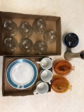 Glassware, bell banks, Pyrex, dove on nest, vases