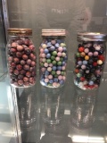 3 jars of vintage marbles