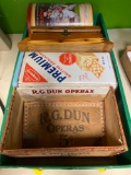 Coleman propane lantern case and old advertising tins