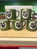 5 milk glass Mack bulldog logo mugs & Dave Dudley record