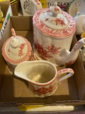 2 flats teapot set and dishes