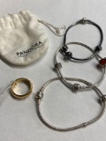 AK 14k turkey gold ring, 3 Pandora bracelets