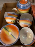 Teapot set cups and saucers