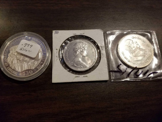 Foreign silver coins, bid x 3