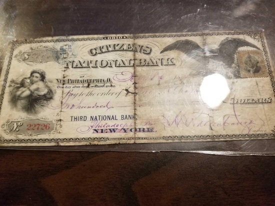 1875 bank note Citizens Bank of New Philidelphia, OH