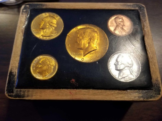 1964 proof set mounted in jewelry box