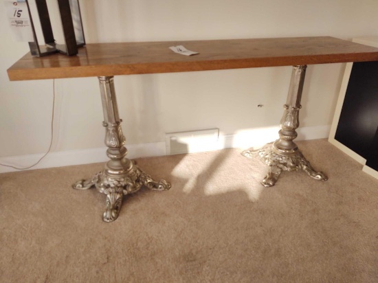 Oak Top Sofa Table w/ Cast Iron Legs