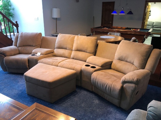 6-pc. Sectional Recliner, Ends approx 11.5 ft. Long