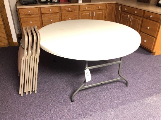 5 ft. Lifetime Round Table with (4) Chairs