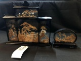 (2) Chinese Cork Carving Art Dioramas